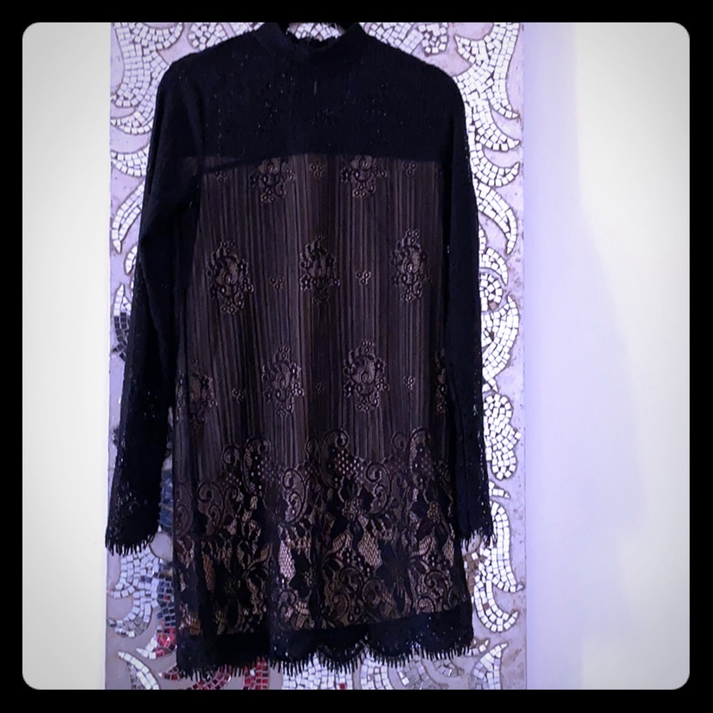 Super Cute Lace Mock Neck Dress!